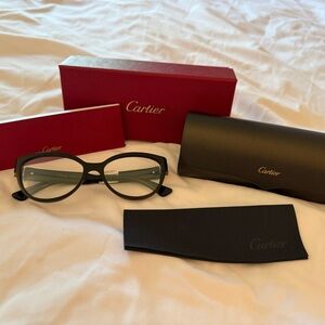 Cartier Women's Glasses in Black with Red Case